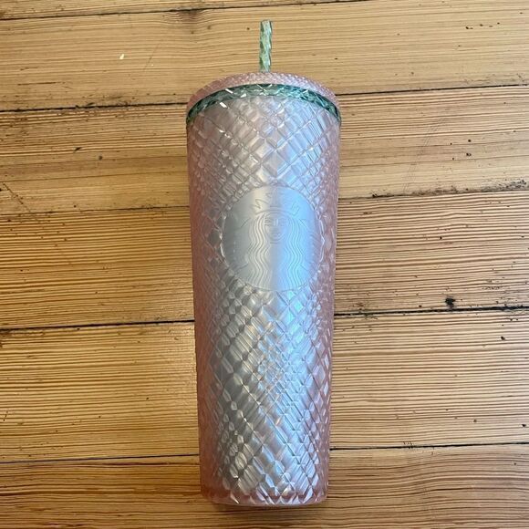 Starbucks 2023 Spring Pink Jeweled Venti 24oz Tumbler with Straw. NWT. - Picture 1 of 9